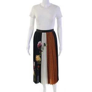 Zero Degrees Celsius Womens Elastic Waistband Polka Dot Lined Maxi Skirt Navy Si